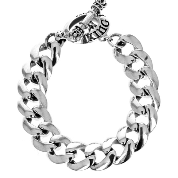 King Baby Studio smooth link sterling silver bracelet size 7.5 in.